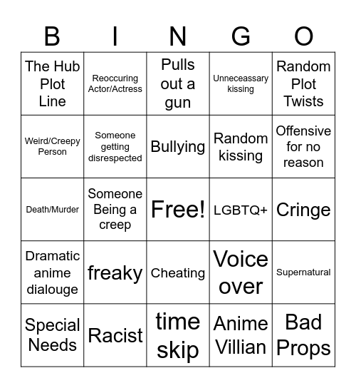 Tomorrow Bingo Card