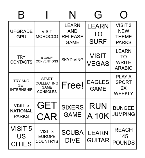 2025 Bingo Card