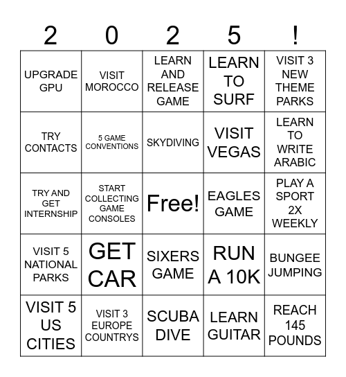 2025 Bingo Card