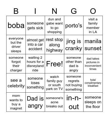LA bingo Card