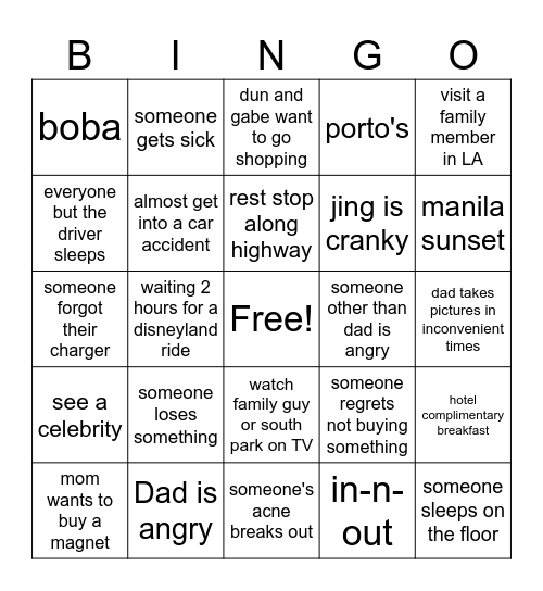 LA bingo Card