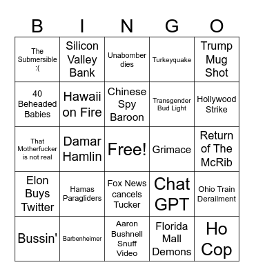 2023 Bingo Card