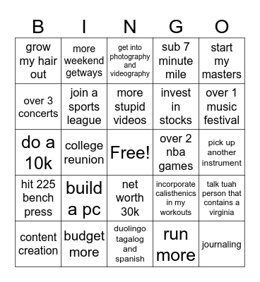 2025 Bingo Card