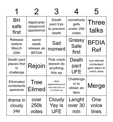TPOT 16 bingo Card