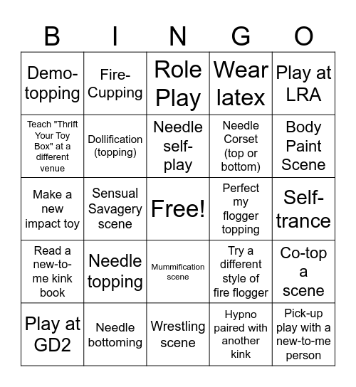 Kink Bingo Card