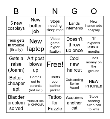 Parker’s 2025 Best Case Scenario Bingo Card