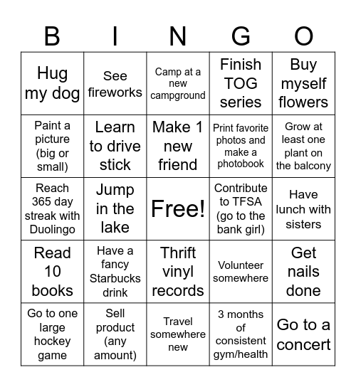 2025 bingo Card