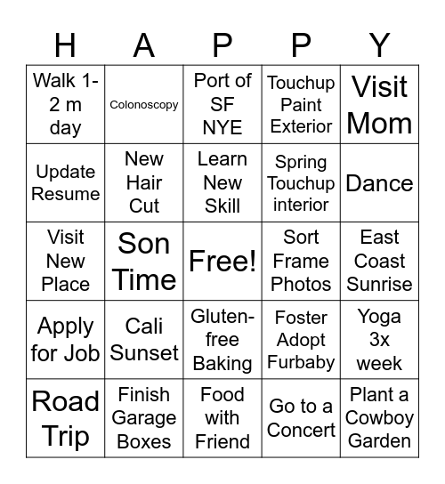 2025 New Year Bingo Card