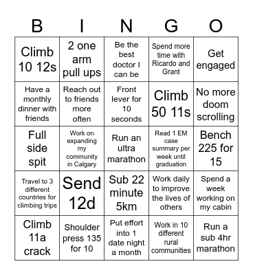 Andy 2025 Goals Bingo Card