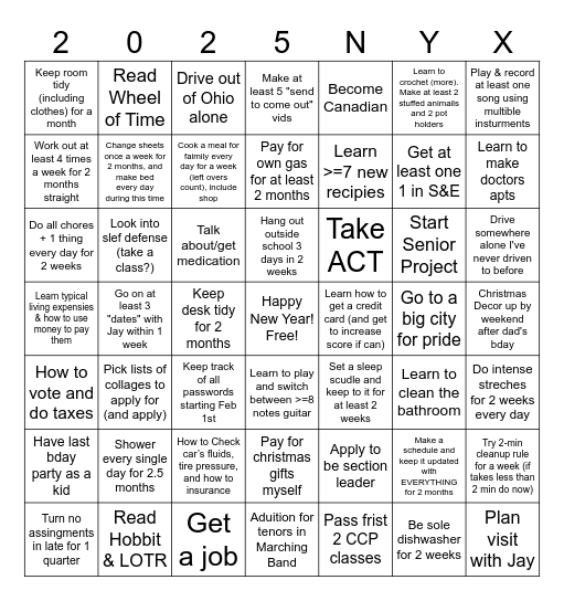 2025 BINGO CARD!! Bingo Card