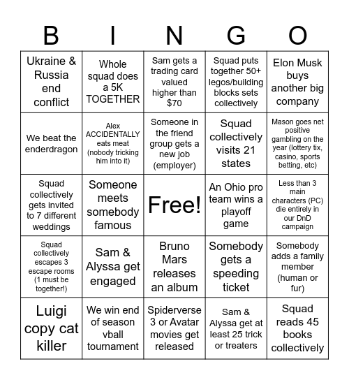 Clusterfuck 2025 Bingo Card Bingo Card