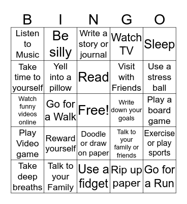 Coping Skills Bingo! Bingo Card