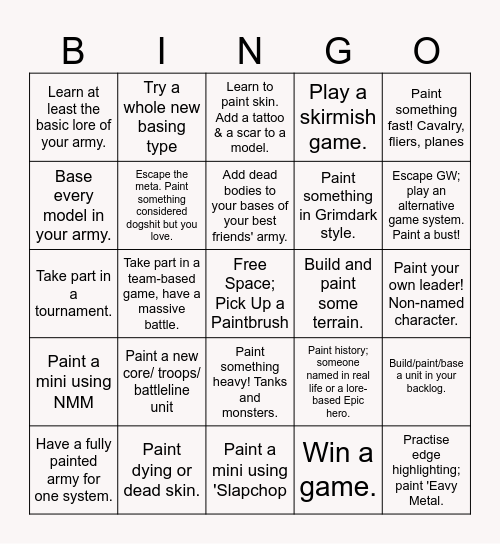 2025 Hobby Time Bingo Card