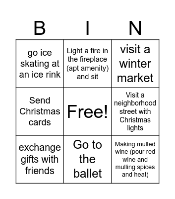 CozyK Winter Bingo Card