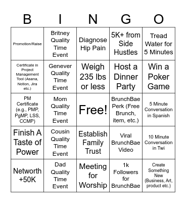 Vision Bingo: 2025 Goals Bingo Card