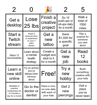 2025 bingo Card