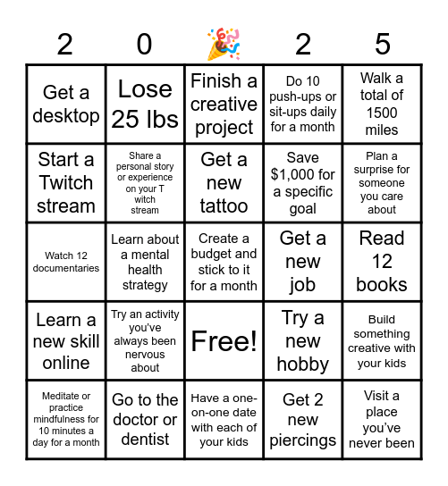 2025 bingo Card