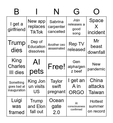 2025 Bingo Card