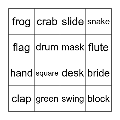 Consonant Blends Bingo Card