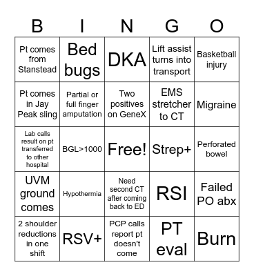 January Bingo Card