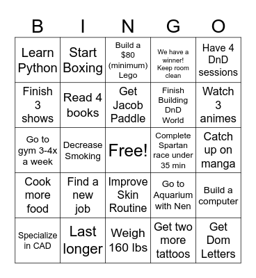 2025 Bingo Card