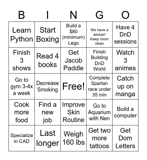 2025 Bingo Card