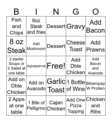 Earls Bingo Card