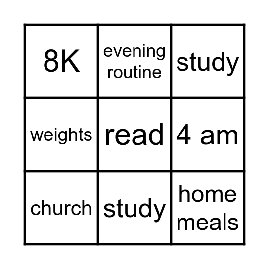 Weekly Bingo! Bingo Card