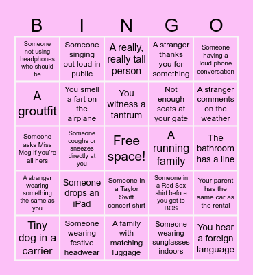 Airport Bingo Card