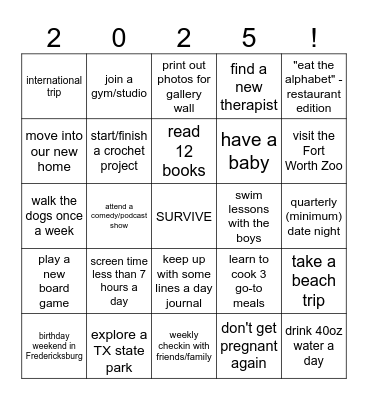 2025 BINGO BOARD Bingo Card