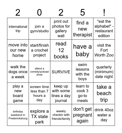 2025 BINGO BOARD Bingo Card