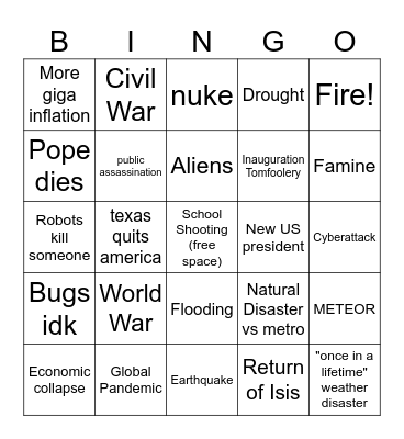 Apocalypse Bingo Card