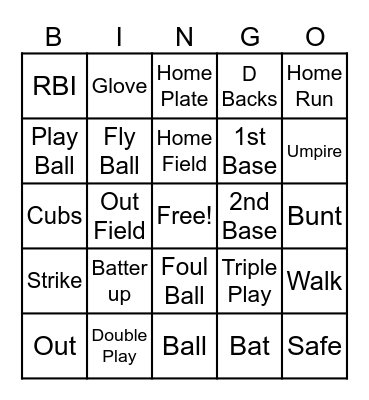Baseball Bingo Card