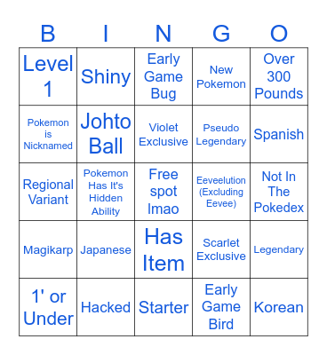 Pokemon Scarlet/Violet Surprise Trade Bingo Card