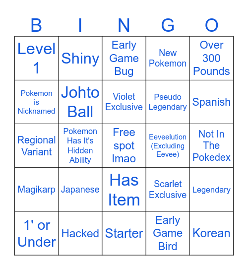 Pokemon Scarlet/Violet Surprise Trade Bingo Card