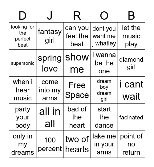 Freestyle Bingo Card