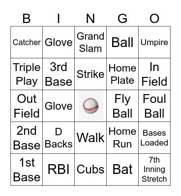 Baseball Bingo Card