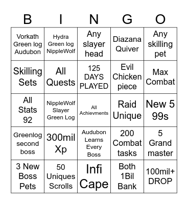 OSRS Bingo Card