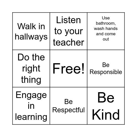 PBIS BINGO Card