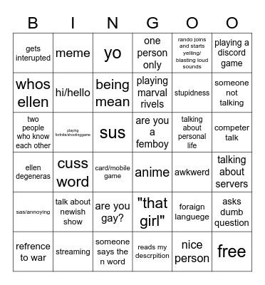 discord bingo Card