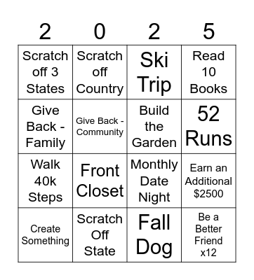 2025 Bingo Card