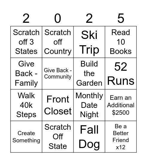 2025 Bingo Card