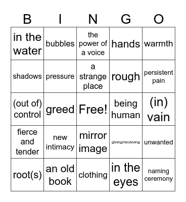 writing/art prompts Bingo Card