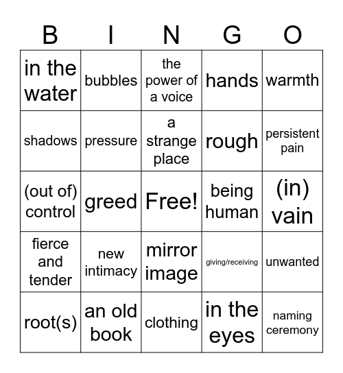 writing/art prompts Bingo Card