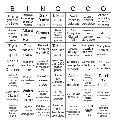 Isaac New Year Bingo Card