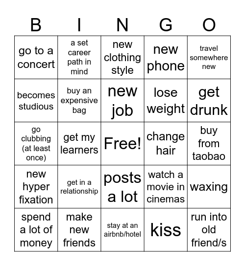 2025 BINGO4FRAN Bingo Card