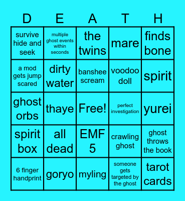 PHASMO Bingo Card