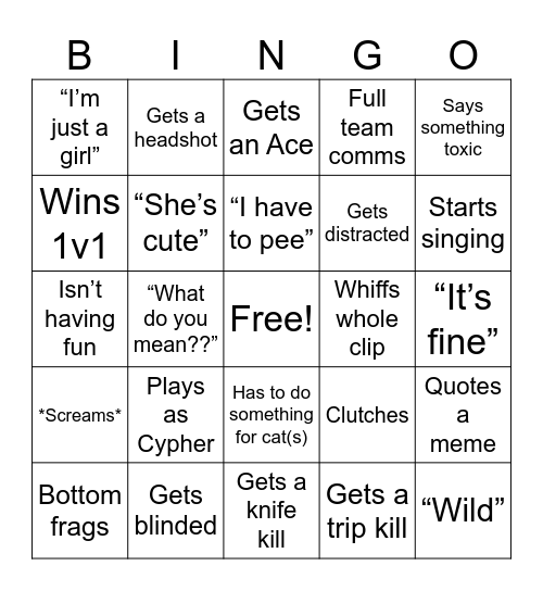 101Charm Bingo Card