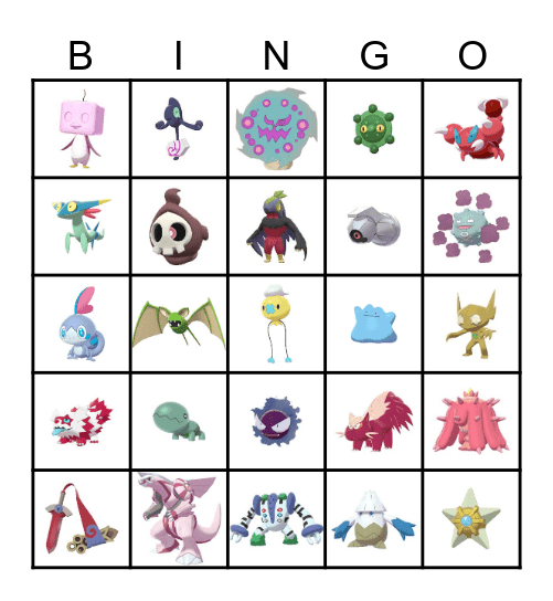 2025 Shiny Pokemon Bingo Card