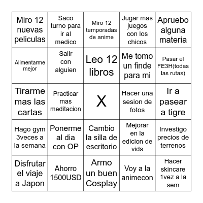 2025 Resolutions Bingo Card